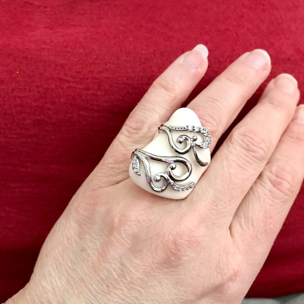 Couture Sterling Silver Cz‎ Statement Ring Sz 7